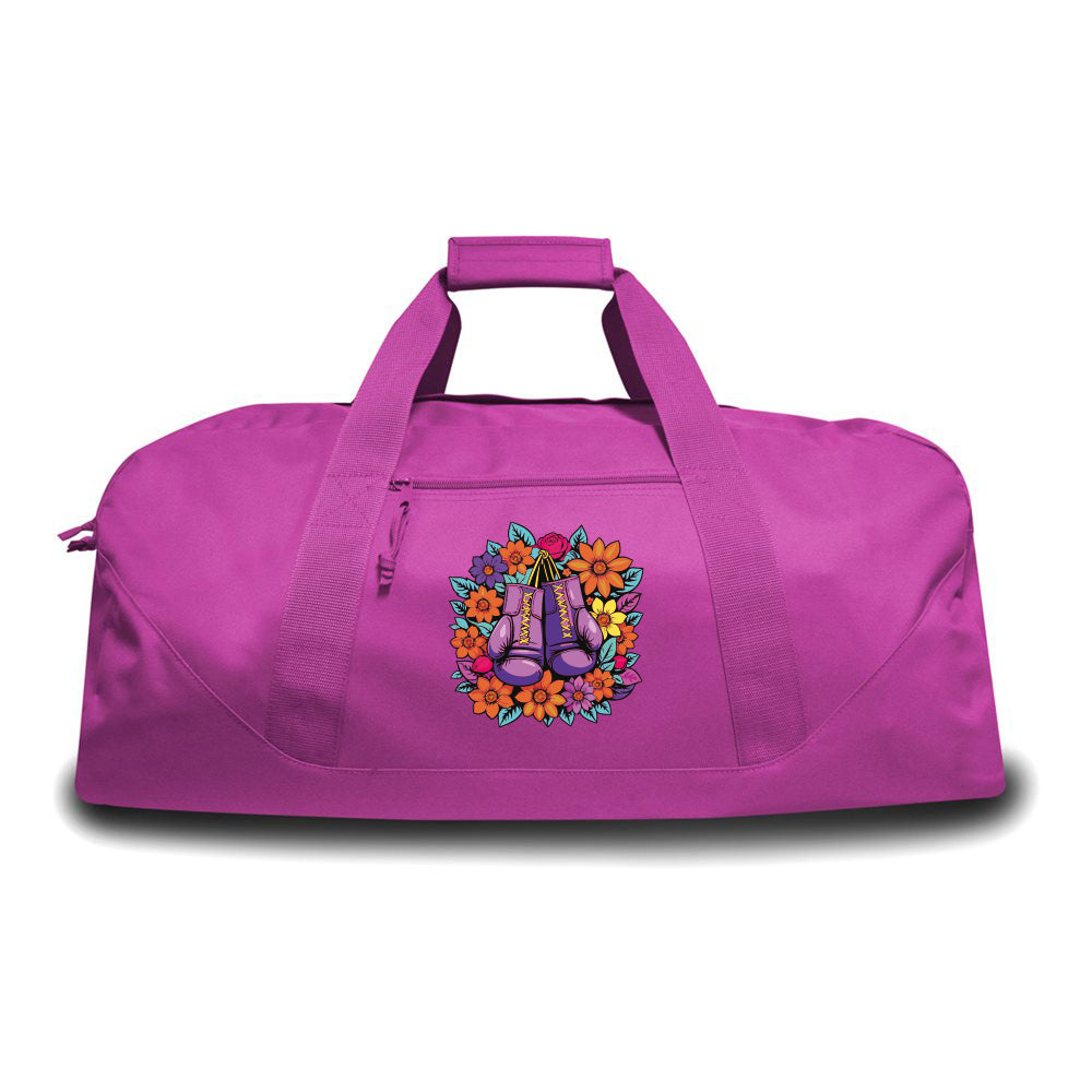 Boxing Gloves and Flowers Large Gym Duffel Bag
